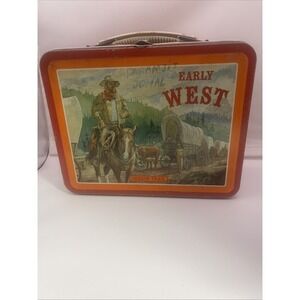 VIintage EARLY WEST Indian Territory LUNCH BOX Ohio Art NO Thermo Metal Lunchbox